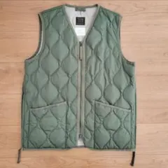 TAION ミリタリーVネックジップ　ダウンベスト