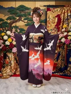 振り袖　フルセット　長襦袢付　鶴　成人式　金彩加工　結婚式　858