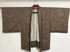 【美品】洗える羽織 ココアブラウン 絞り風 ポリエステル 梅雨のお出かけ