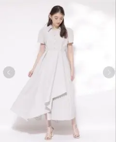 【新品タグ付き】Rirandtureサイドプリーツシャツワンピース ライトグレー