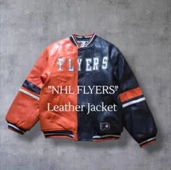 【激レア】NHL FLYERS フライヤーズ 刺繍 レザージャケット 革ジャン