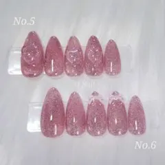 No.5〜No.6 ネイルチップ ちゅるん ぷっくりハート フラッシュ