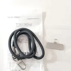 スマホショルダーストラップ　ブラック×シルバー　落下防止　斜め掛けストラップ