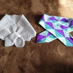 手編みマフラーセット ピンクベージュ・幾何学模様