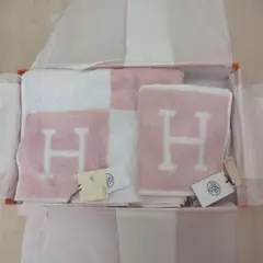 【新品タグ付】HERMES Hロゴ タオルハンカチ バスタオル セット ピンク