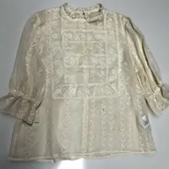 レース ハイネック プルオーバー 七分袖　M