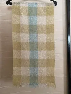 チェック柄 マフラー フリンジ付き イエロー×ブルーのサムネイル