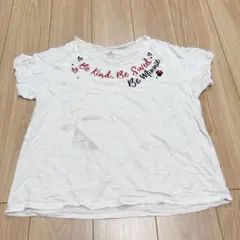 ディズニー Tシャツ ラウンドネック 半袖 ロゴ M 白 綿 ディズニーリゾート