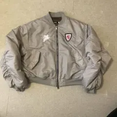 グレー MA-1ジャケット 刺繍ロゴ付き