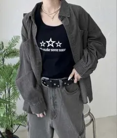 ダークグレー デニムシャツ