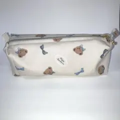 ハンドメイド ポーチ テディベア柄