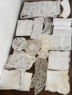 フランスヴィンテージ 手刺繍 テーブルクロス　ドイリー まとめ売り フランスヴィンテージ 手刺繍 テーブルクロス ドイリー まとめ売り