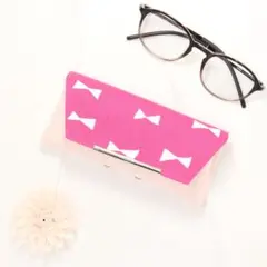 【rib.P】ちょうどいい★ セミハード シンプル眼鏡ケース 北欧柄ピンクリボン