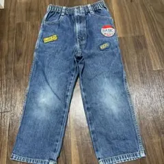 キッズ デニムパンツ ジーパン ボトムス パンツ 長ズボン ブルー 95 100