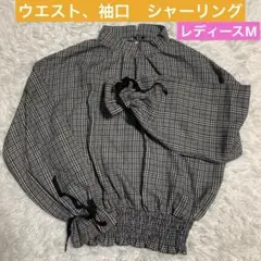 レディースブラウス　婦人カットソー　チェック柄トップス　レディーストップス