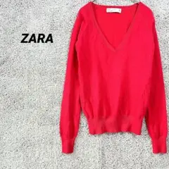 2014　ザラ　ZARA 長袖ニット　セーター　シンプル　無地　S　赤　春秋冬