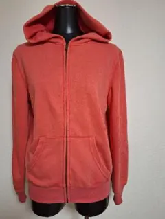 レトロガールコーラルピンク フルジップパーカー