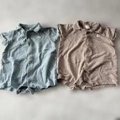 NEXT ロンパース2点セット 青 ベージュ 95cm未満