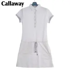 【美品】 Callaway M 半袖 ポロシャツ ワンピース ホワイト ゴルフ