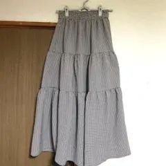ギンガムチェック フレアスカート　ロングスカート