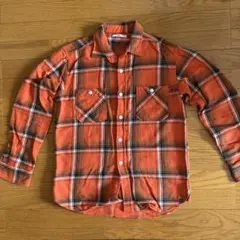 EDWIN オレンジ チェック柄 ネルシャツ M