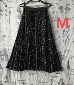 431 ドット柄プリーツスカート ロングスカート
