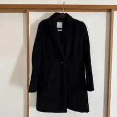 ブラック チェスターコート ウール混紡