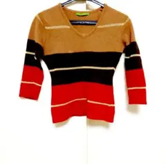 ストライプ Vネック ニット 長袖　七分袖