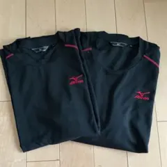 Mizuno XL ブラック/レッド 半袖、長袖Tシャツセット