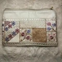 星*宙様 インド刺繍ポケット付ポーチ
