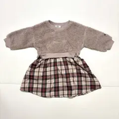 BREEZE 90サイズ ワンピース ベージュ チェック　女の子　冬