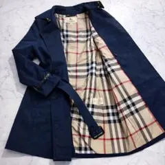 美品 BURBERRY BRITダブルトレンチコート メガチェック M ネイビーのサムネイル