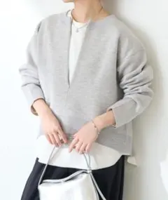 【新品タグ付き】スウェットライクラウンドヘムニット