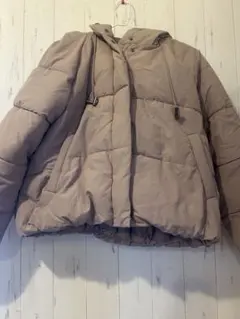 フード付きベージュダウンジャケット M