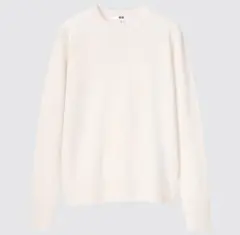 L ユニクロ カシミヤクルーネックセーター オフホワイト