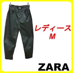 ザラ　フェイクレザー　ハイウエスト　ストレッチ　カジュアルパンツ　レディースM