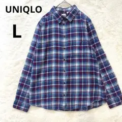 美品 UNIQLO L フランネルシャツ ネルシャツ チェックシャツ