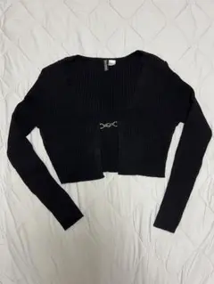 H&M ブラック　クロップドカーディガン
