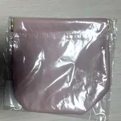 小型ピンクポーチ 合成皮革製 無地 がま口