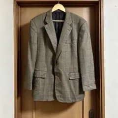 テーラードジャケット スーツ シングル フォーマル チェック ブラウン