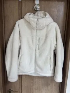 ホワイト フリース フード付きジャケット
