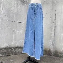 ZARA ザラ デニムスリットスカート ロングスカート ライトブルー