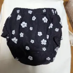 ベビー用 フリルブルマ 花柄 ブラック 70cmのサムネイル