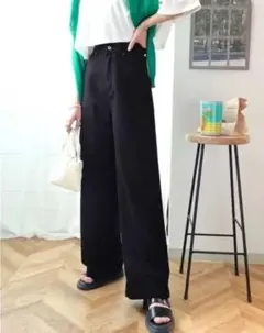 クラシカルエルフ　新品ハイウエスト タックパンツ　チノ　ブラック　XL