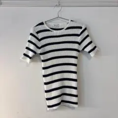 NAVY ボーダー　ニット　半袖トップス