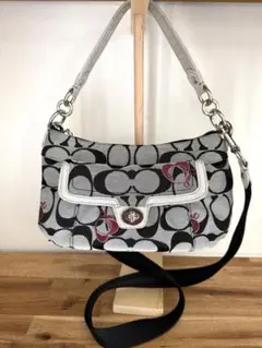 美品　COACH コーチ シグネチャー ハート ターンロック 2way Y2K