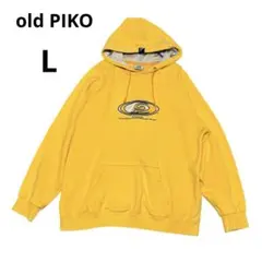 【90s/Y2K】オールドPIKO パーカー L イエロー センターロゴ 紺タグ