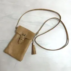 スマホケース　スマホバッグ　合皮　ブラウン