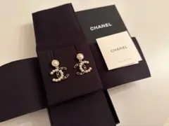 CHANEL シャネル　ココマーク　パール チェーン ピアス　シャンパンゴールド