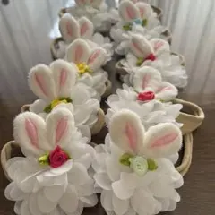 トリミングチョーカー　No.34フラワーうさぎ